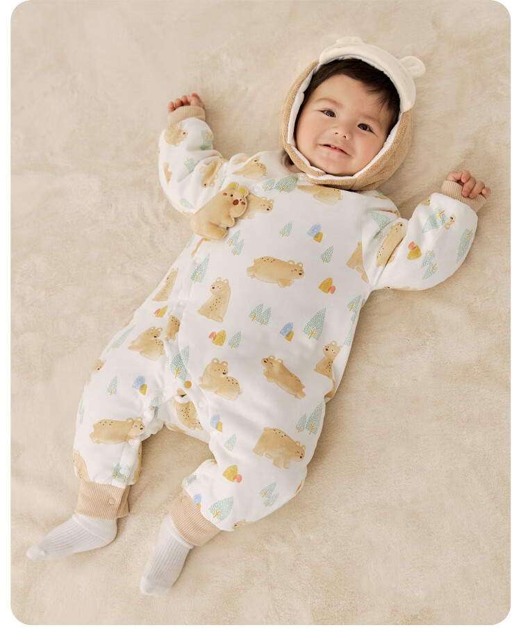 Wismorni Baby Thermal Cotton Romper Winter Thickened Warm Infant Jumpsuit Pajamas 11