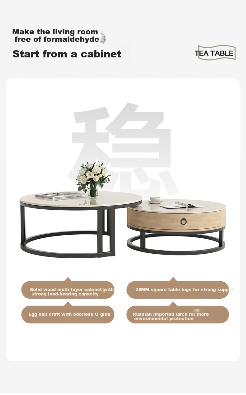 Qianxihuafu Coffee Table, Living Room Luxury High-End Feel, 2026 New Model, Rock Slab Coffee Table, Small Apartment Home Use, Gray 60cm, White 80cm, White 2