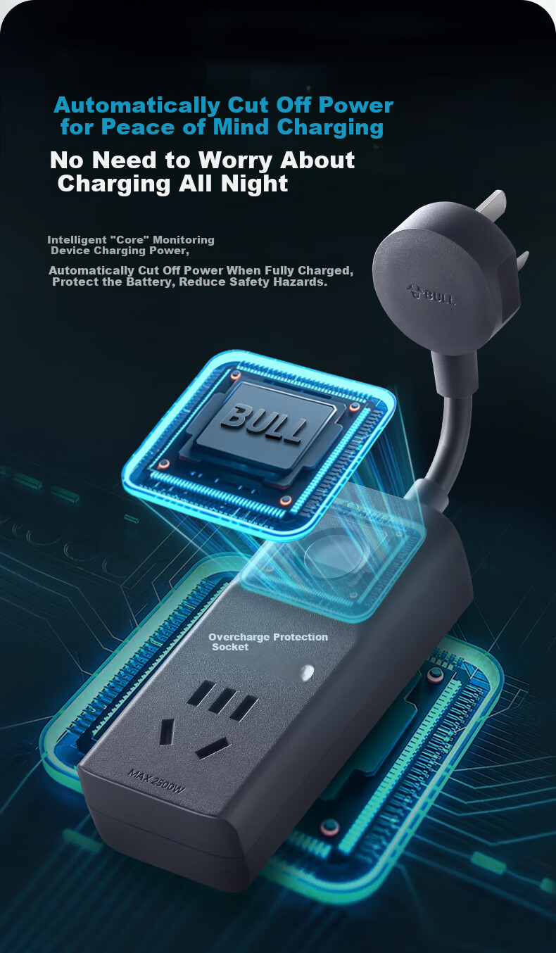 BULL Overcharge Protection Socket, Automatic Power-Off Socket/power Strip/power Bar/power Adapter/terminal Block, 1 Outlet, GN-D1010, 3 Meters 2