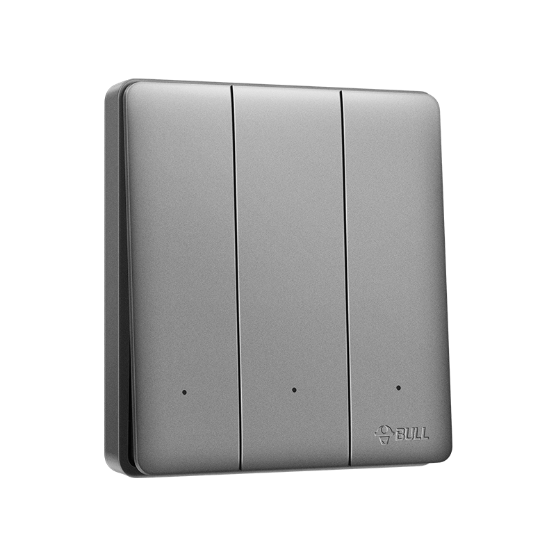 BULL Wireless Remote Control Three-Gang Switch, Self-Adhesive, No Wiring Required, Remote Intelligent Switch, 86 Type, Q315, Gray