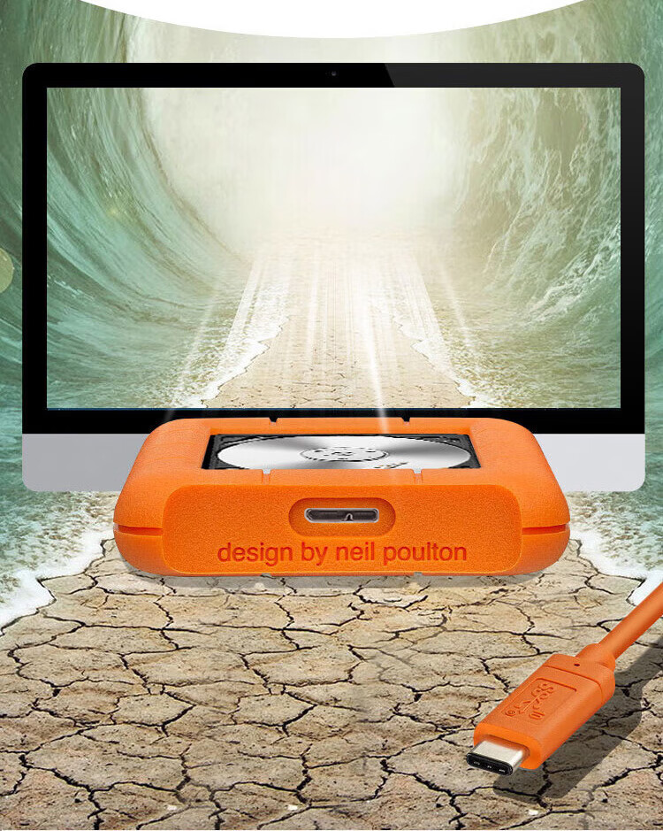 LaCie Rugged Mini Portable Hard Drive, 5TB Triple Protection, USB Type-C/USB3.2 Compatible with Mac, Small Black, Shockproof And Drop-Resistant 7
