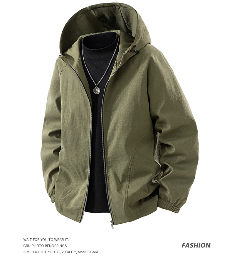 Top Youth Men's Spring Autumn Tactical Jacket Plus Size Casual Sports Loose Hooded Jacket Gray XL 5