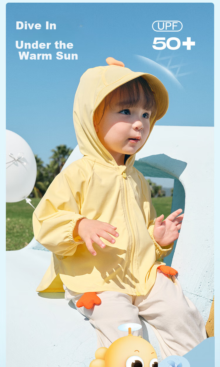 BALABALA Children's Sun Protection Clothing, Boys And Girls Baby Jacket, Infant Sun Protection Summer Hooded Cute Style 208225105201 1