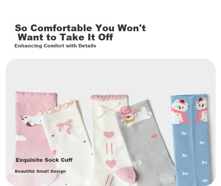 BALABALA balaOne Socks Autumn And Winter Women's Cotton Socks Children's Baby Socks for Older Kids Sweet Socks Five Pairs Pack 208925172004 3