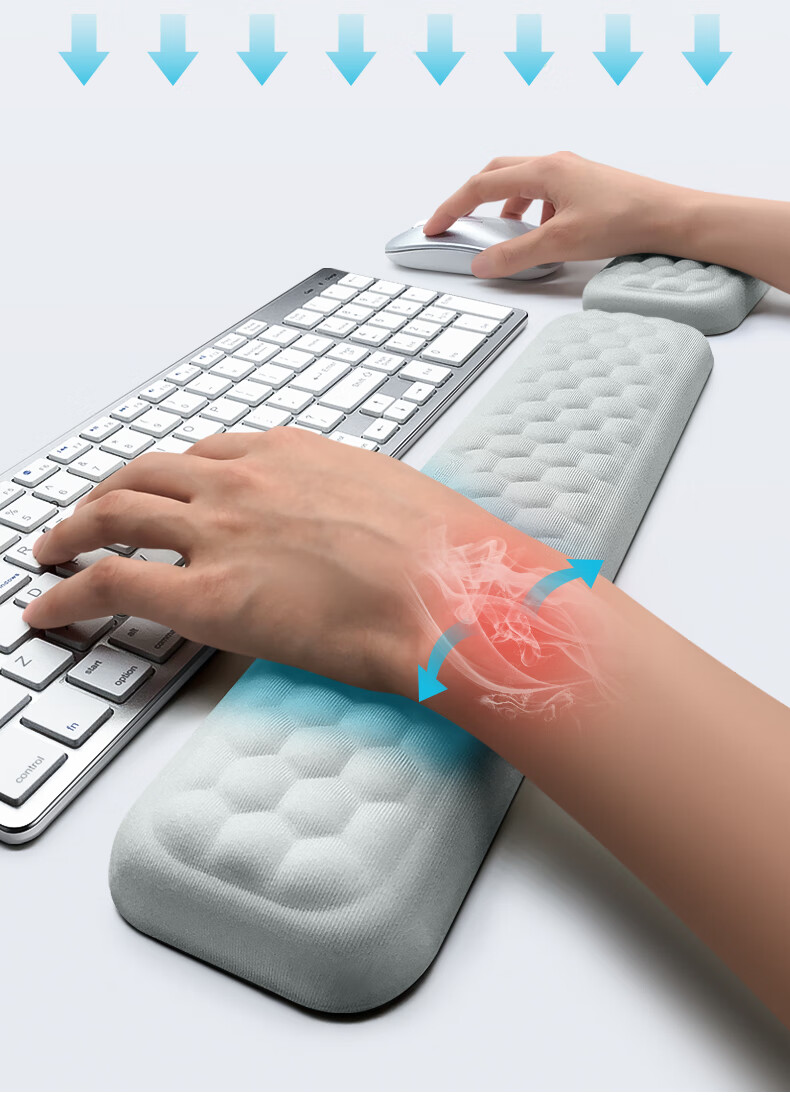 KPTE Dotted Massage Wrist Rest Keyboard Palm Support Mouse Pad Wrist Cushion Memory Foam Wrist Pad Single Hand - Black 1