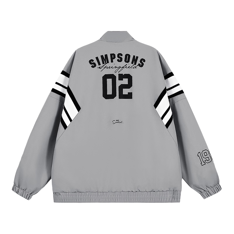 THE SIMPSONS Casual Colorblock Patchwork Trendy Loose Unisex Jacket Coat Gray/White/Black Regular L