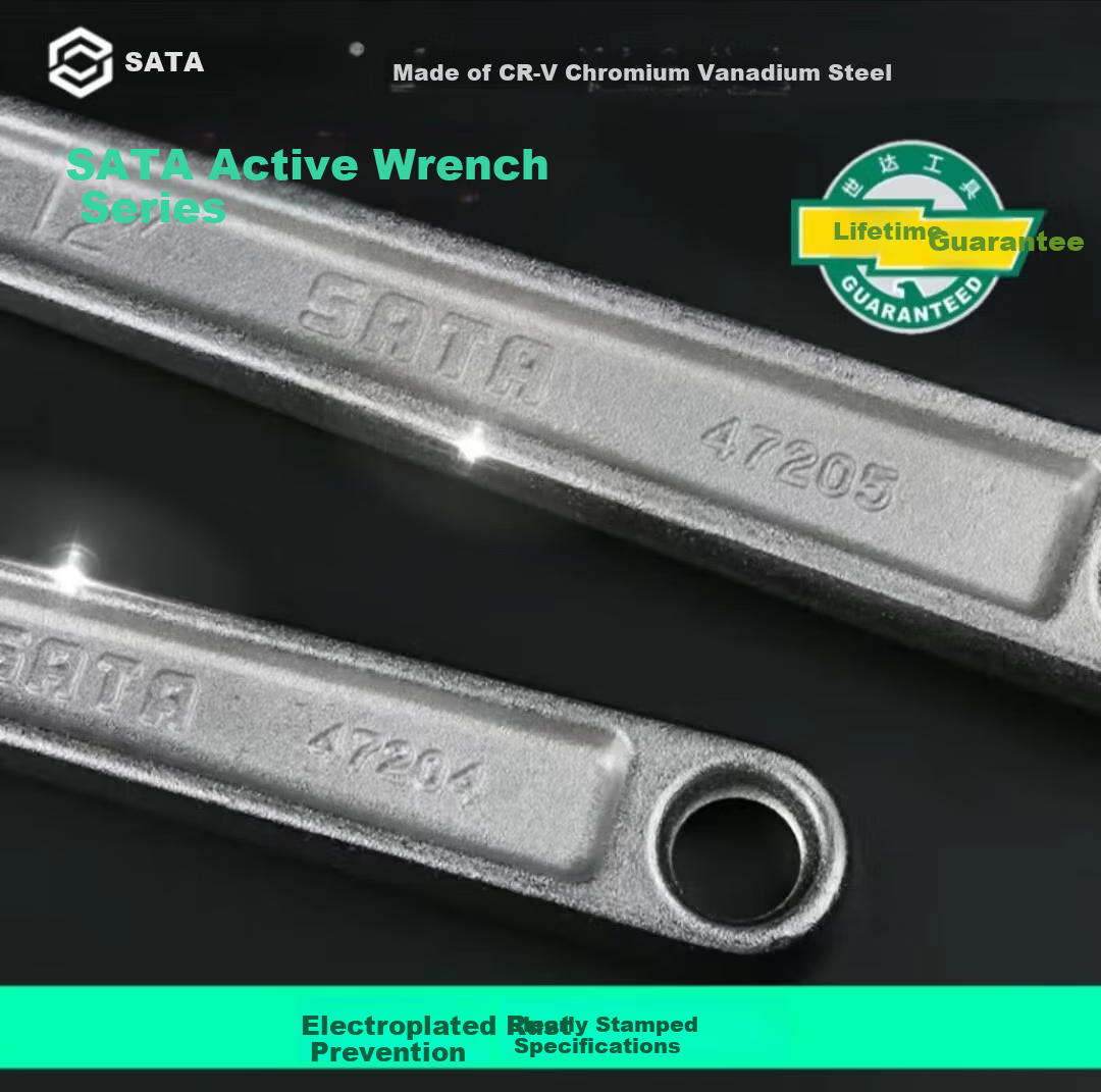 SATA Adjustable Wrench, Industrial-Grade Open-End Spanner, Adjustable Wrench Tool, 6" 6 Inch 47202 1