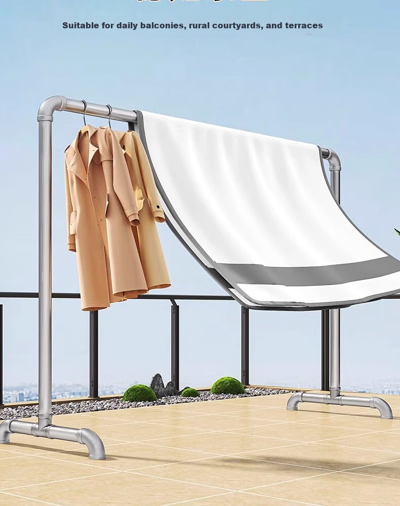 Baoyouni Floor-Standing Clothes Drying Rack with Water Pipe, Customizable Hanger for Indoor And Balcony Use, Detachable Thickened Steel Pipe, 32 Tubes 6