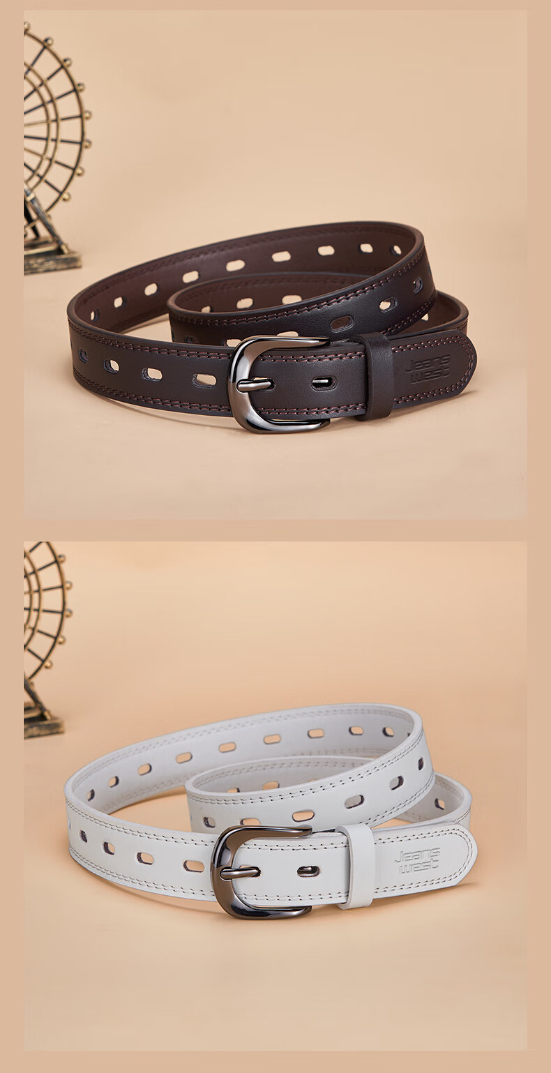 JEANSWEST Unisex Slim Leather Belt Fashionable Versatile Decorative Simple Korean Style Jeans Belt 2