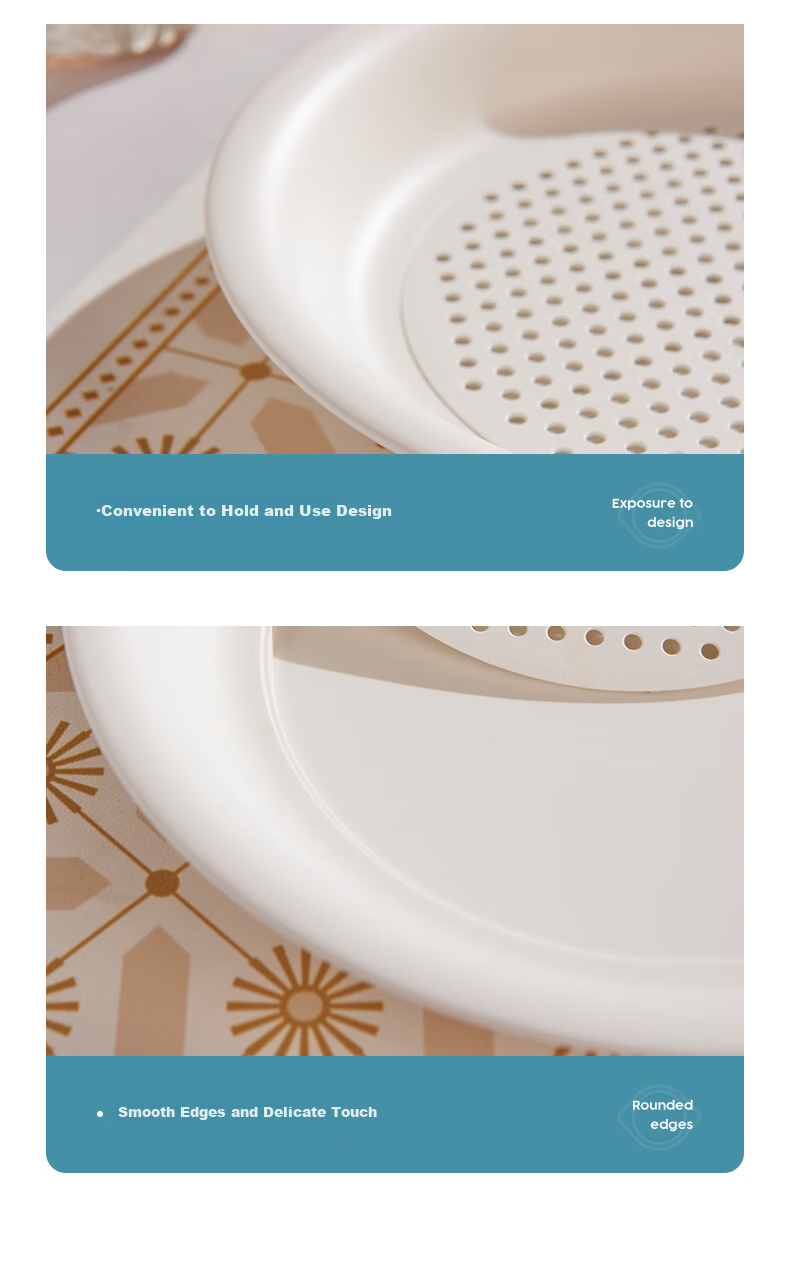 Xingfang Dumpling Plate, Double-Layer Draining Plate, Round Dumpling Plate with Vinegar Dish, Compartmented Snack Plate 10