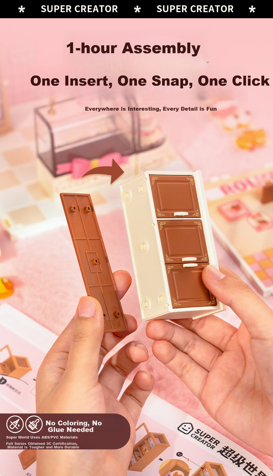 Rolife Super World Café DIY Handmade Miniature House Building Blocks Toy Children's Birthday Gift for Girls 1