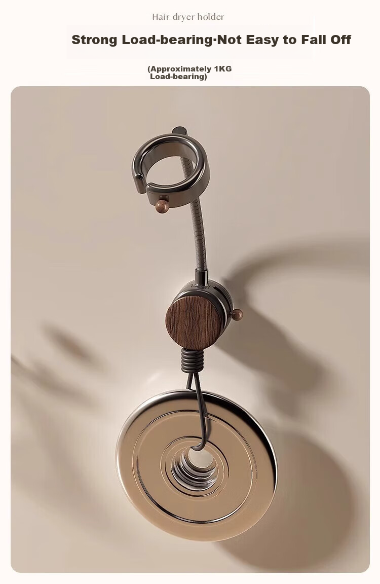Fanxia Suction Cup Hair Dryer Holder, No Drilling Required, Bathroom Hair Dryer Rotating Wind Tube Hanger, Wall-Mounted Lazy Person's Handless Desig 8