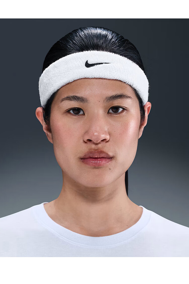 NIKE Sports Sweat-Absorbing Headband, Running Fitness Hair Tie, Prevents Sweat from Getting on Face, New White N1012407101OS 9