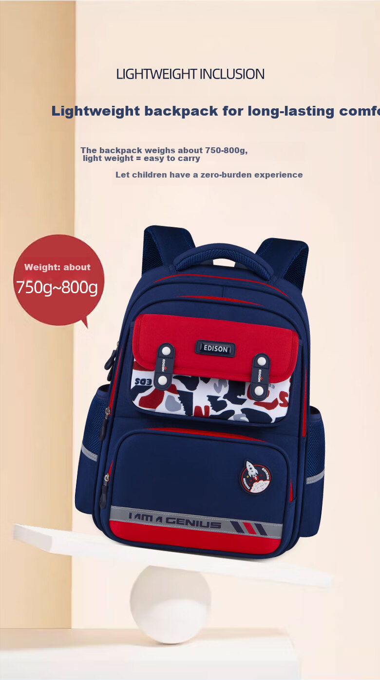 Edison Primary School Backpack for Girls, Spine Protection, Weight Reduction, Large Capacity, Water-Resistant, Reflective Children's Backpack 24016-5 11