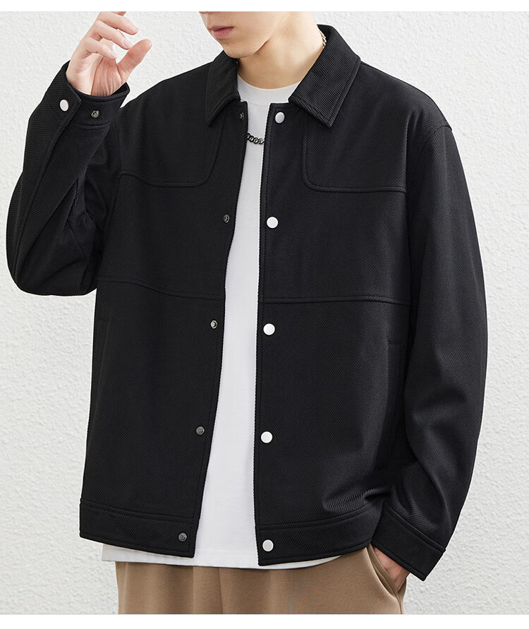 JEEP SPIRIT Men's Jacket Casual High-end Stand Collar Autumn Winter Black XL 5
