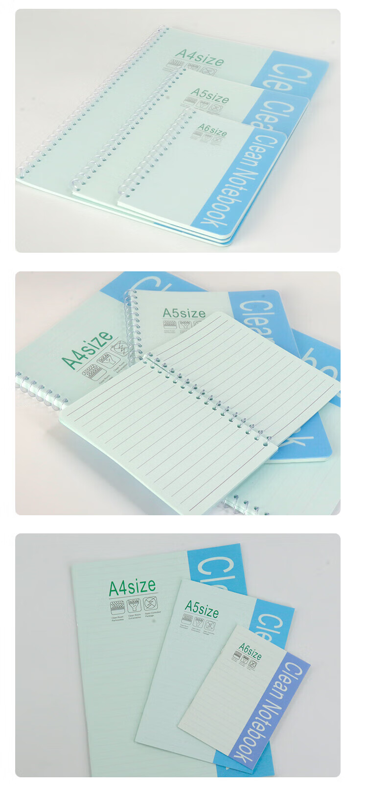 Anxiaoxia Dust-Free Notebook Professional Purification Notepad for Laboratory Cleanroom A5 50 Pages Spiral Bound 1