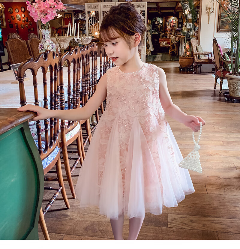 MIMIHELLO Girls Summer Dress 2025 New Fashionable Children's Mesh Princess Vest Dress for Little Girls 19