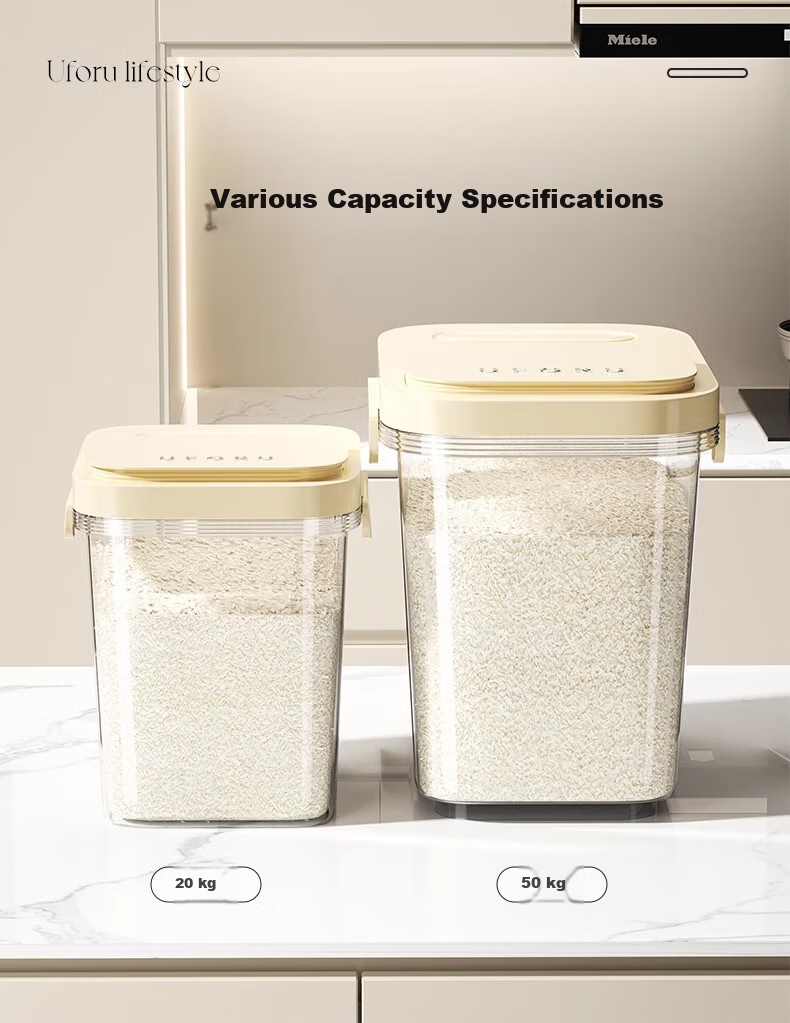 MUYA Rice Container, Household Insect-Proof And Moisture-Proof Sealed Rice Storage Box, Flour Container, Grain Storage Jar, Rice And Cereal Storage Box 16