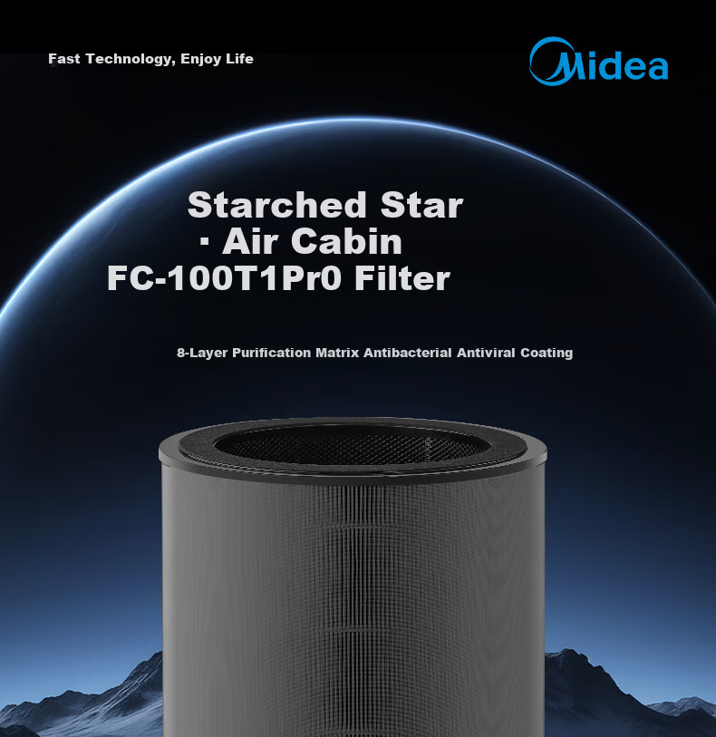 Midea [Original Genuine Product], Air Purifier Filter, Removes Formaldehyde, Haze Particles, Purifier T1000 Pro Original Filter FC-100T1 Pro [Accessory] 1