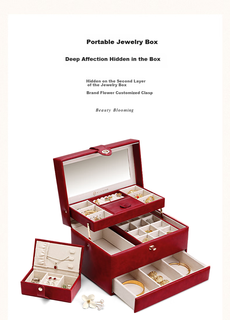 VLANDO Chinese High-End Jewelry Box, Large Capacity Storage Box, Gift for Best Friends, Colleagues, Newlyweds, Wedding Anniversary, Birthday Present 3