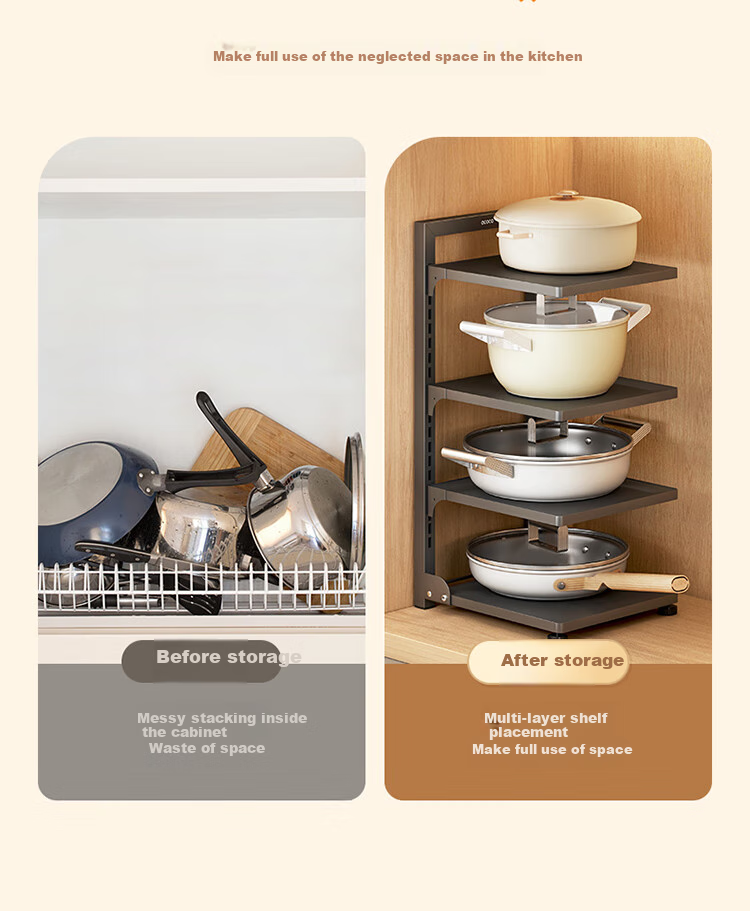 Ecoco Multi-Layer Sink Rack Cabinet Shelf Multi-Functional Four-Layer Pot Rack E25118 4