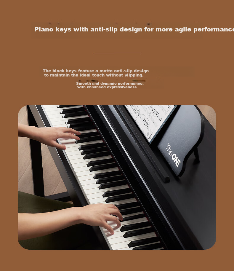The ONE Langlang Endorsed Digital Piano with 88 Weighted Keys, Upright Design for Adults And Children Beginners, Smart Digital Piano TOP2 Deep Brow 10