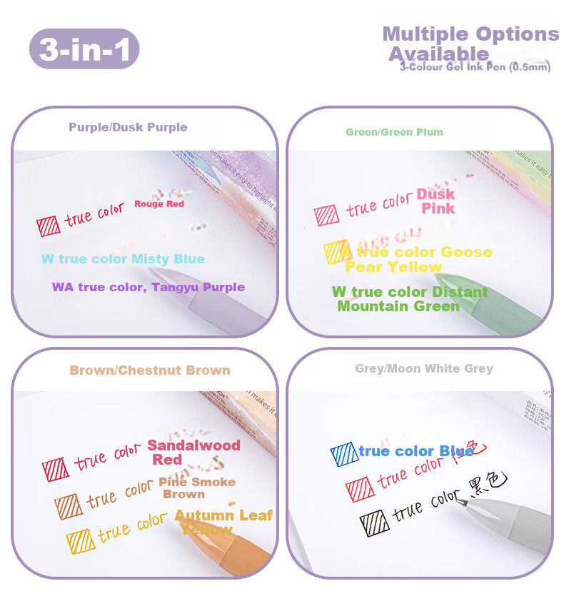 TRUECOLOR Three-Color Pen, Retractable Multi-Color All-In Gel Pen, Stylish Colorful Student Note-Taking Pen, Multi-Functional Module Ballpoint Pen, Black Pen, Red Pen, Blue Pen for Error Correction And Correctio 7