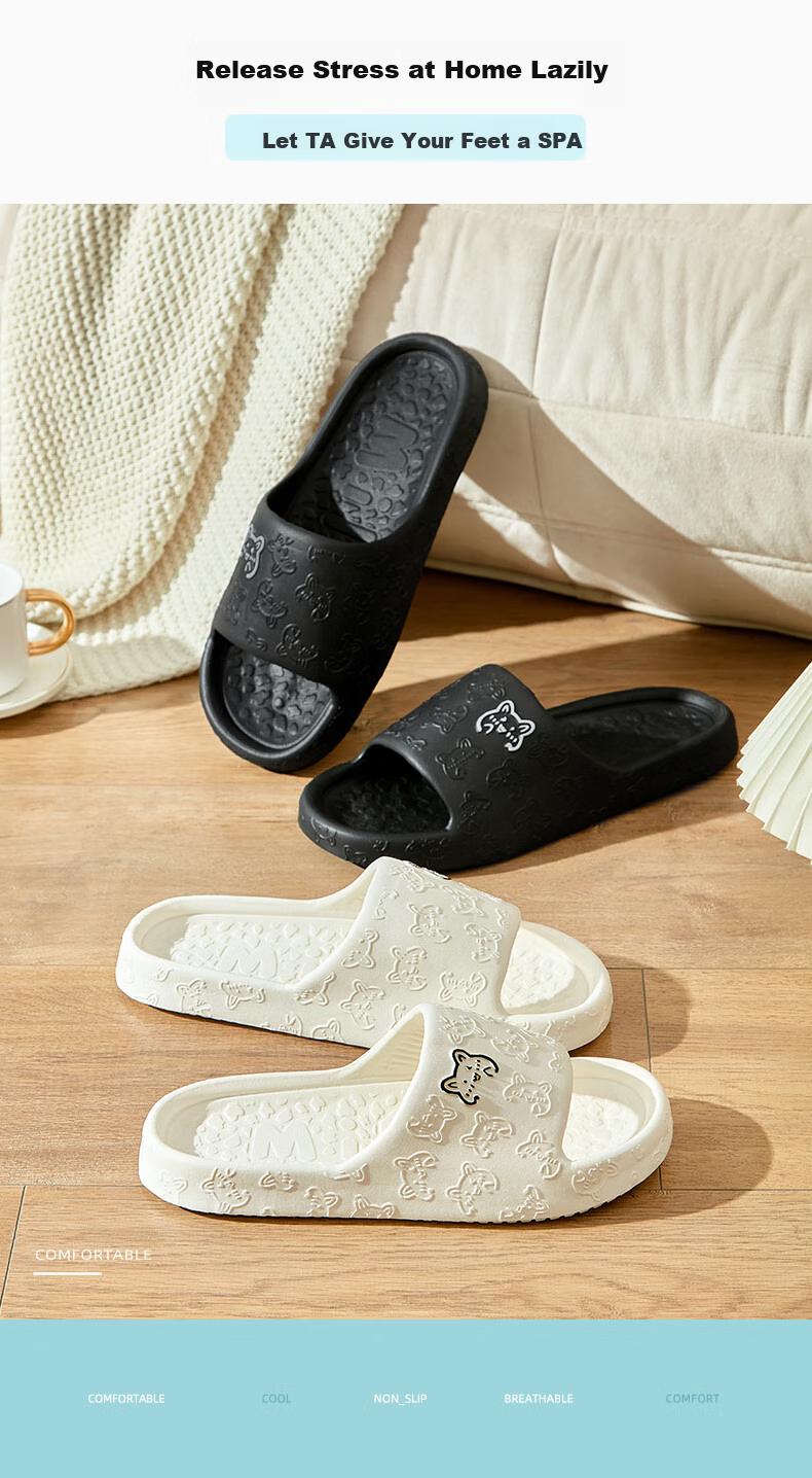 IQGD Slippers for Men And Women, Indoor And Outdoor Non-Slip Bathroom Slippers, Model 2305, Black, Size 44-45 1