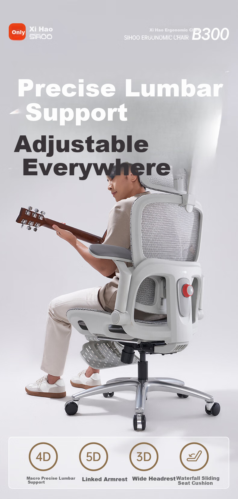 SIHOO B300 Ergonomic Chair, Gaming Chair, Office Chair, Computer Chair, Biomechanical Seat, Waist-Tracking Armrest Chair 2