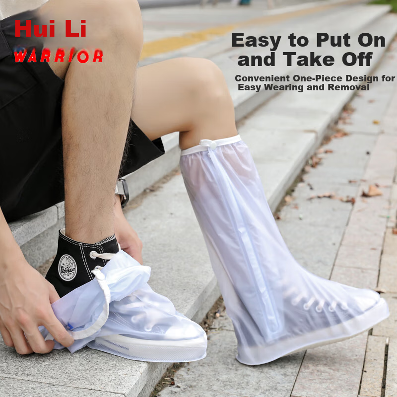 Huili Rain Boots for Men, Women And Children, Thick Waterproof Wear-Resistant Non-Slip Shoe Covers HL209 White/red M Size
