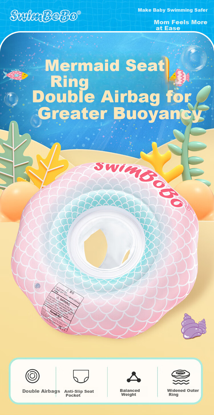 Swimbobo Baby Swimming Ring, Children's Seat Ring, Anti-Rollover Equipment, Infant Water Play Seat Ring, Inflatable Armpit Ring K8015 1