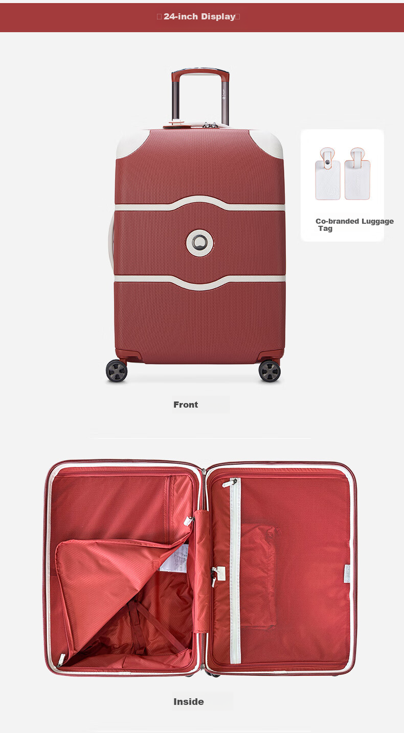 DELSEY French Luggage, Orchid Color, 24-Inch Large Capacity Suitcase with Password Lock, Business Travel Case 11