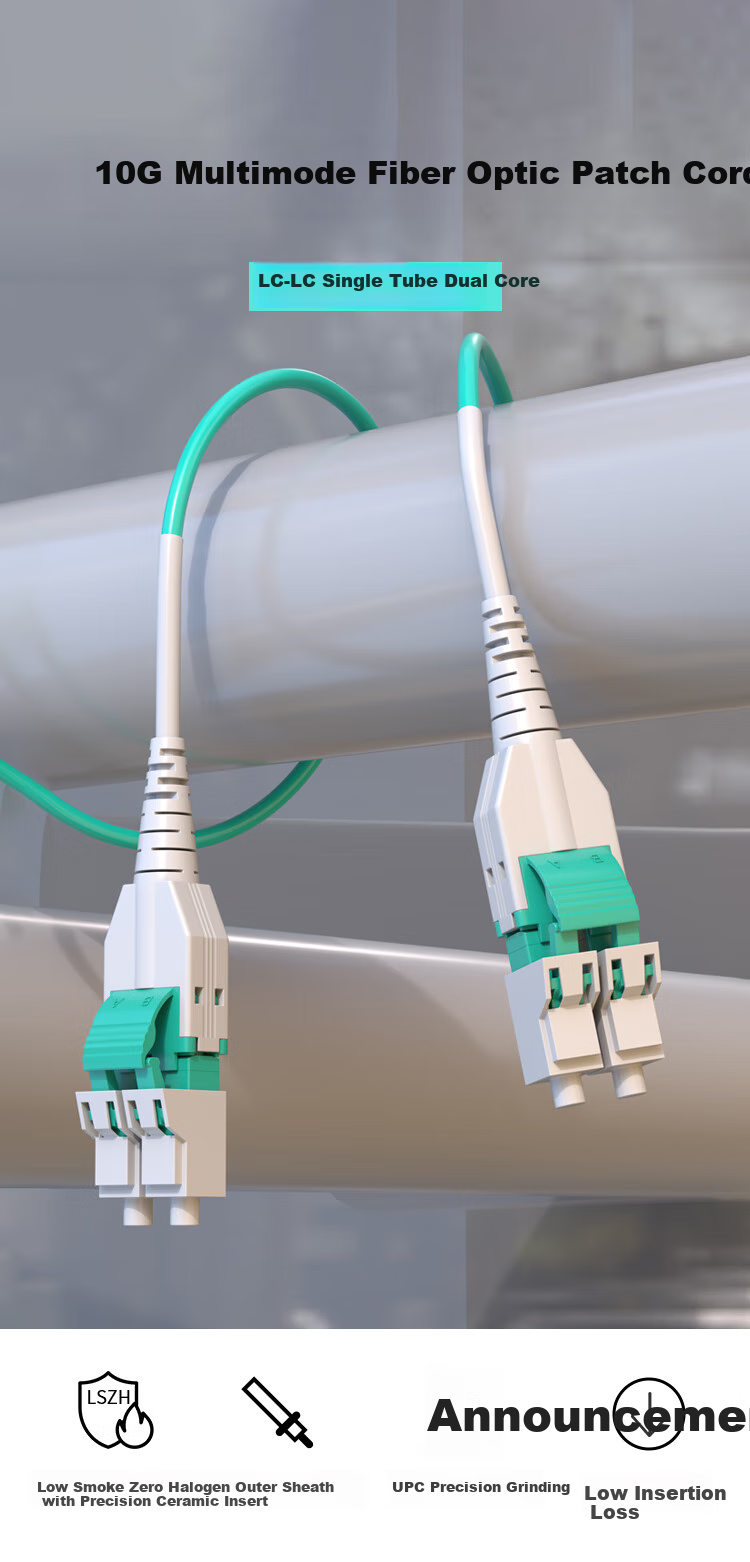 HAILE 10 Gigabit Fiber Optic Patch Cable LC-LC Multi-Mode OM3 Single-Mode Dual-Core Branching Cable Low Smoke Zero Halogen LSZH Low Loss A-Grade Fiber Core 10 Meters HT-2LC 1