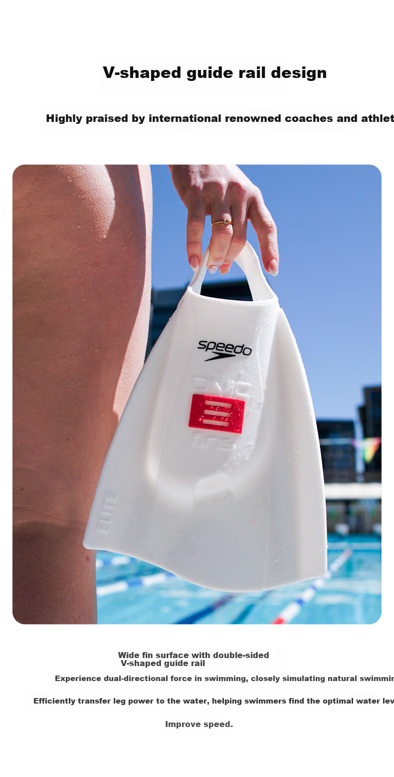 Speedo x DMC Elite Power Soft Non-Slip Silicone Half-Foot Fins Purple/White XL 5