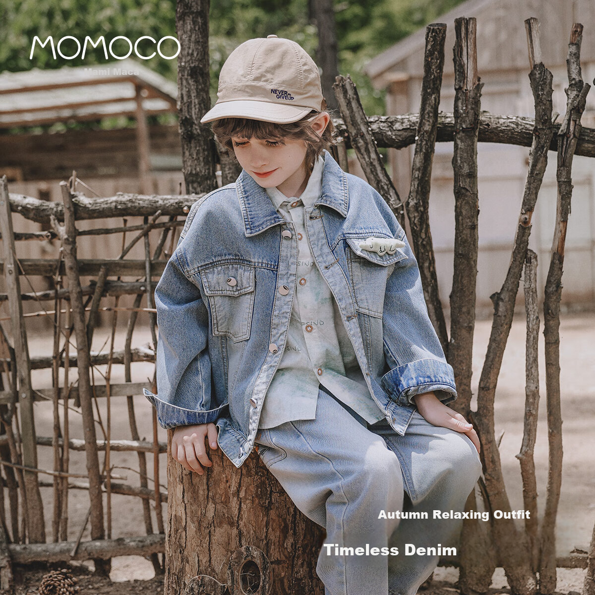 MOMOCO Boys' Denim Jacket, Children's Trendy Cool Outerwear for Fall 2026, Style 08 Blue, Size 105