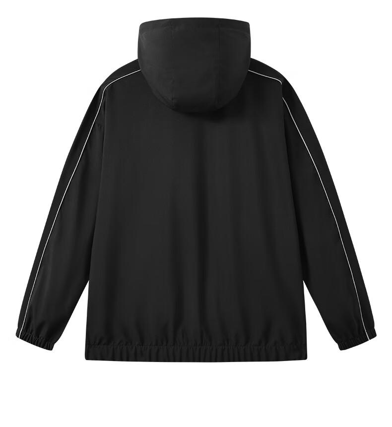JEEP SPIRIT Men's Outdoor Hooded Windproof Waterproof Jacket Loose Fit Versatile Windbreaker Black 2XL 5