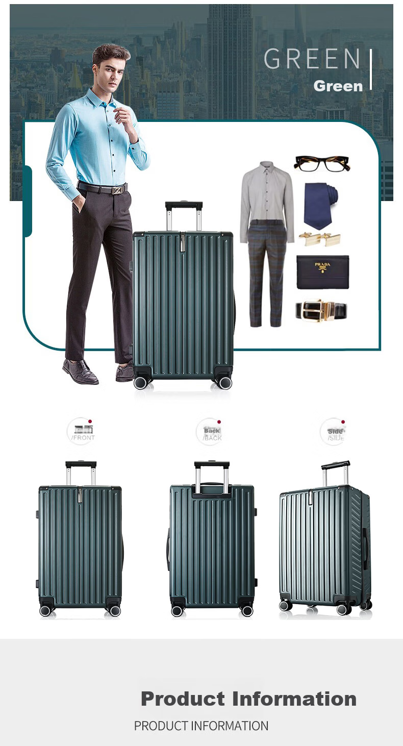 B.L.B.L Suitcase, Men's Student Travel Luggage, Trolley Case, Women's Spinner Wheels, Large Size, Password Lock, Leather Suitcase, 26 Inches, 6011 11