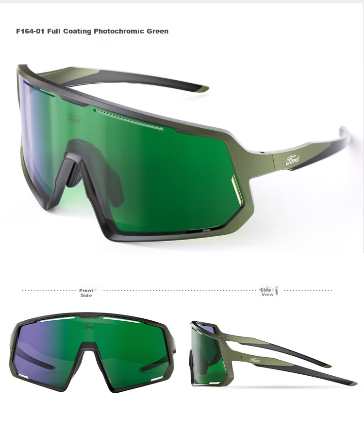 Fute Outdoor Sports Cycling Glasses, Day And Night Use, Photochromic Polarized Running Glasses for Men And Women, Protective Eyewear, Matte Green Frame - F164 7