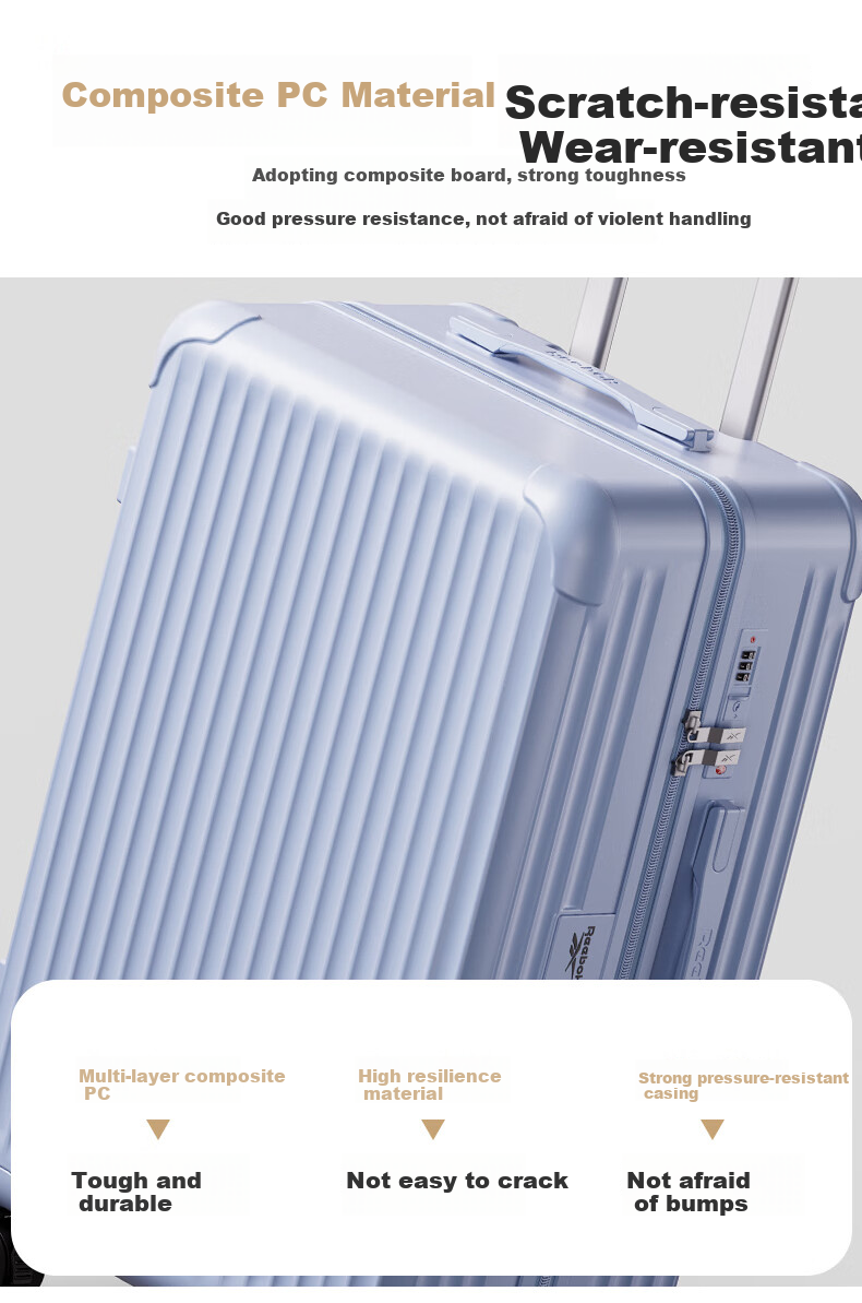 Reebok PC Multifunctional Carry-on Luggage Trolley Case Travel Suitcase with Password Lock 20-inch 7