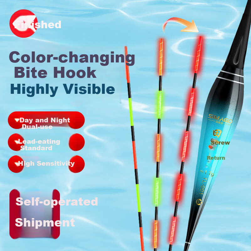 SIMAGO Ximan Du Bite-Sensitive Color-Changing Luminous Float for Day And Night Use, Electronic Float with Eye-Catching Design for Black Pit Night Fishing TL-05