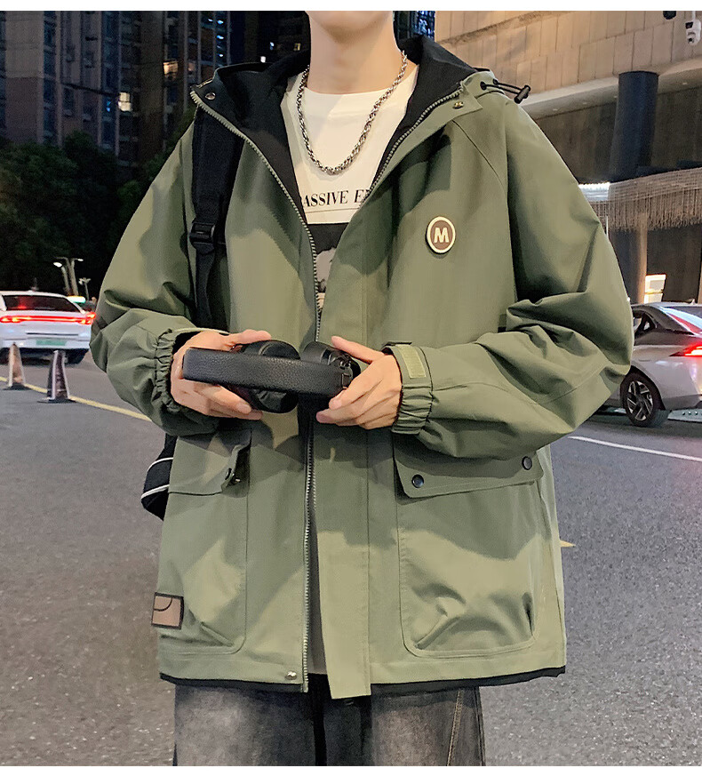 SWAMP AREA Men's Spring Autumn Windproof Waterproof Workwear Jacket Trendy Versatile SWC686 Military Green M 8