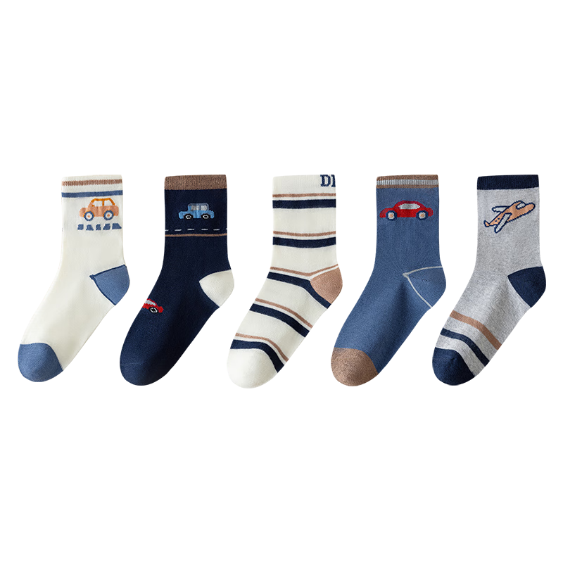 MiiOW Kids Socks [100% Cotton + Anti-Mite & Odor] Boys Autumn Winter Mid-Calf Socks for Growing Kids Casual Socks