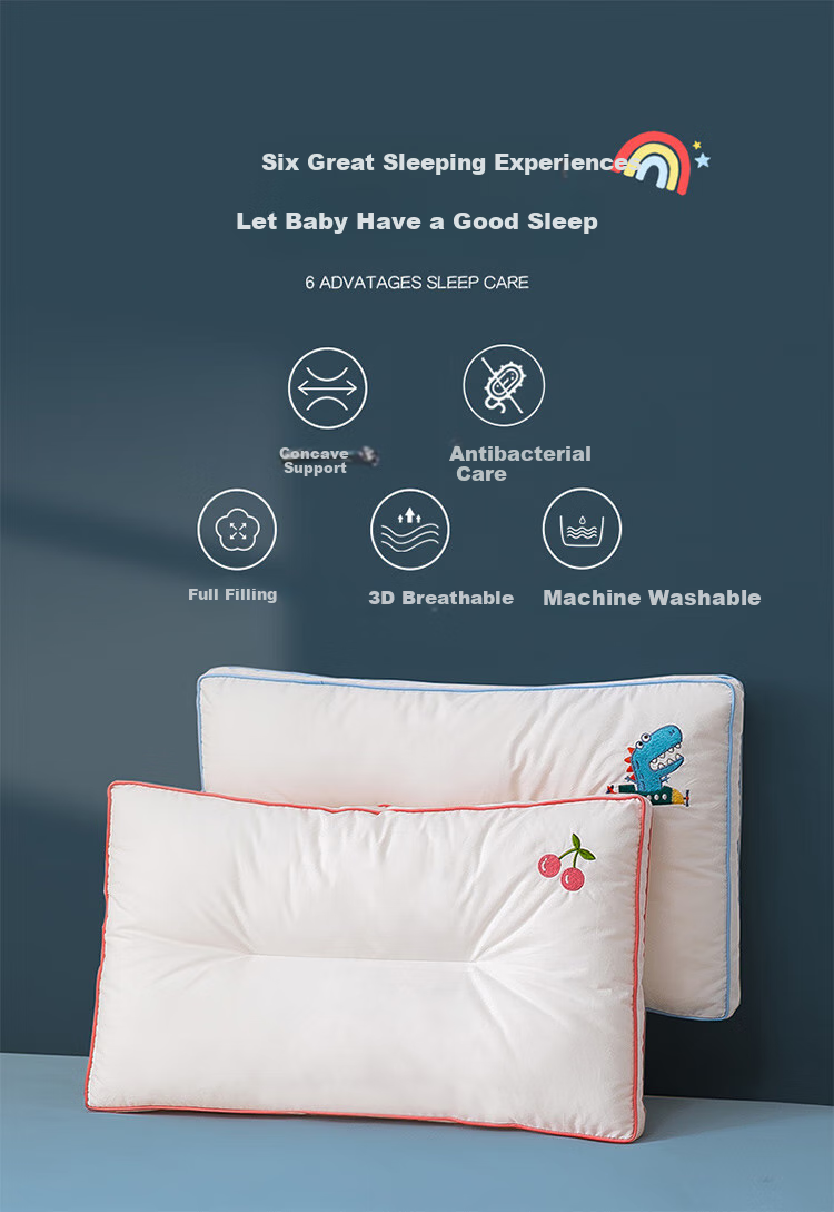 Dohia Pillow, Antibacterial Pure Cotton Pillow Core Washable Machine Wash, Children's Student Cervical Pillow, Single Piece 60×40cm 3