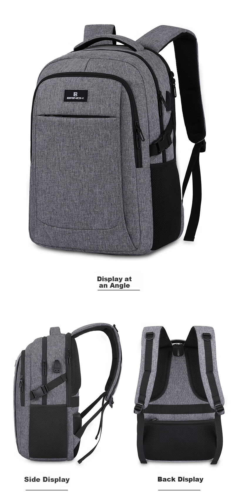 BRINCH Laptop Backpack for 15.6/16 Inch Notebooks, Shockproof Business Commute Large Capacity Schoolbag 16