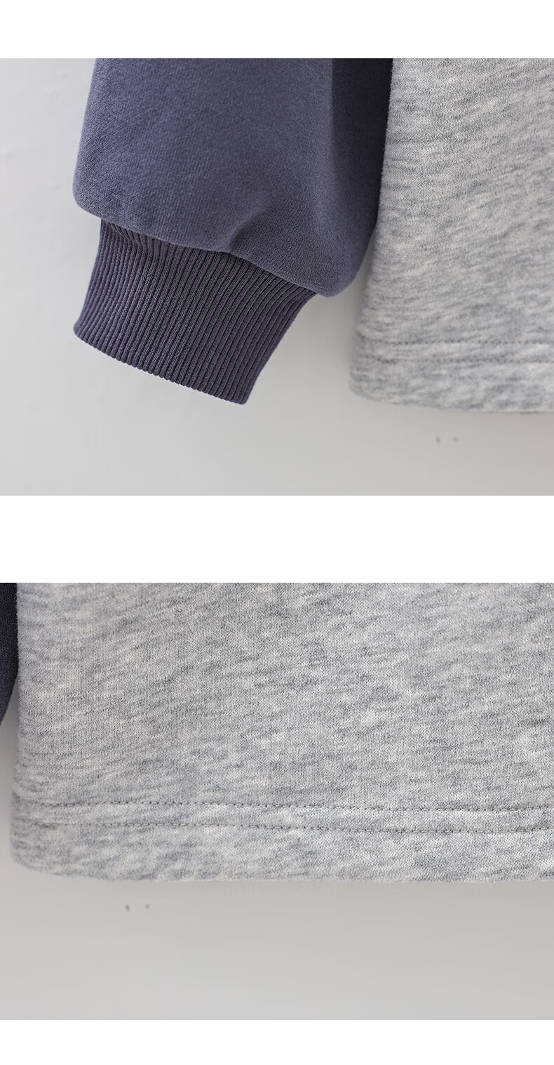 MOMOCO Kids Boys Sweatshirt 2025 Autumn Winter Fleece Lined Trendy Hoodie Gray Size 105 6