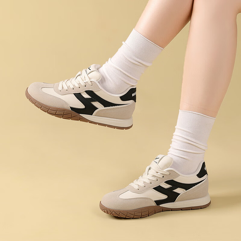 Warrior Dexun Women's Trendy Retro Sneakers, Low-Top Casual Shoes, Versatile Women's Footwear, WXY-M906MJ, Gray-Beige Size 36