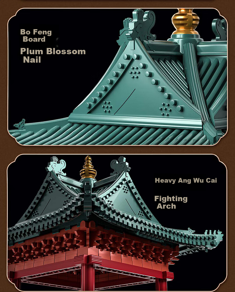 Qianniansun Assembly Building Blocks, Cross-Shaped Pagoda, Mortise And Tenon Toy, Ancient Architecture Model, National Trend Decoration, Birthday Gift for Girls 15