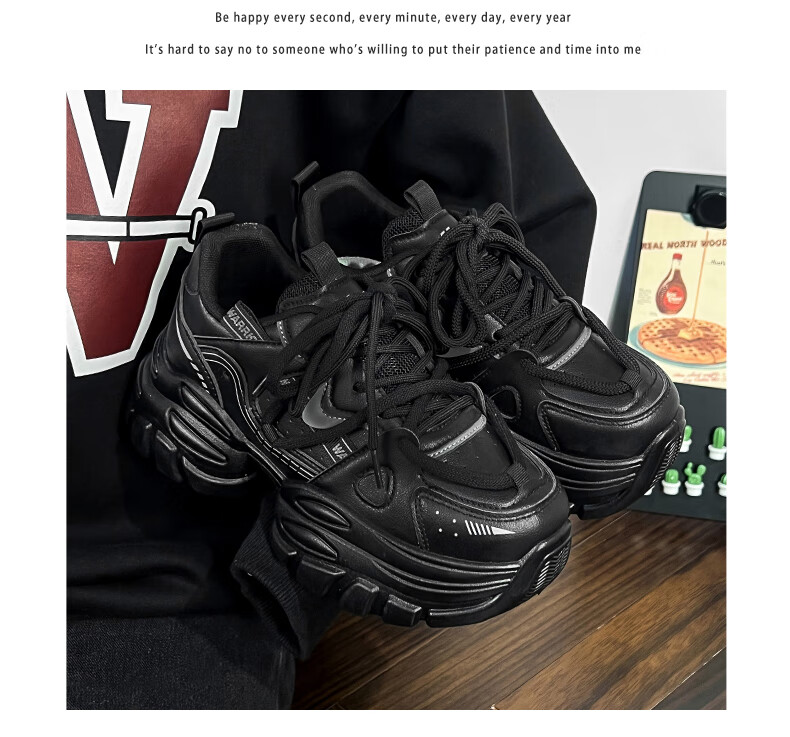 Warrior Women's Dad Sneakers 2026 Spring New Leather White Thick Sole Height Increasing Casual Sports Shoes 10
