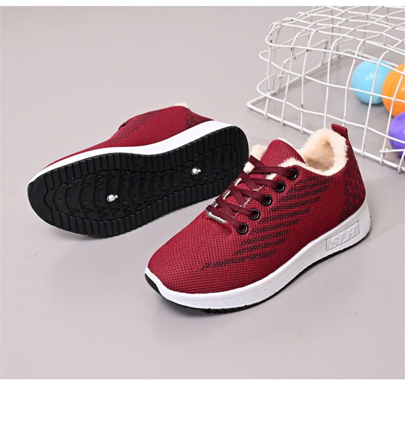 FOOTOPPO Women's Sports Cotton Shoes Elderly Winter Warm Plush Casual Shoes for Moms 16