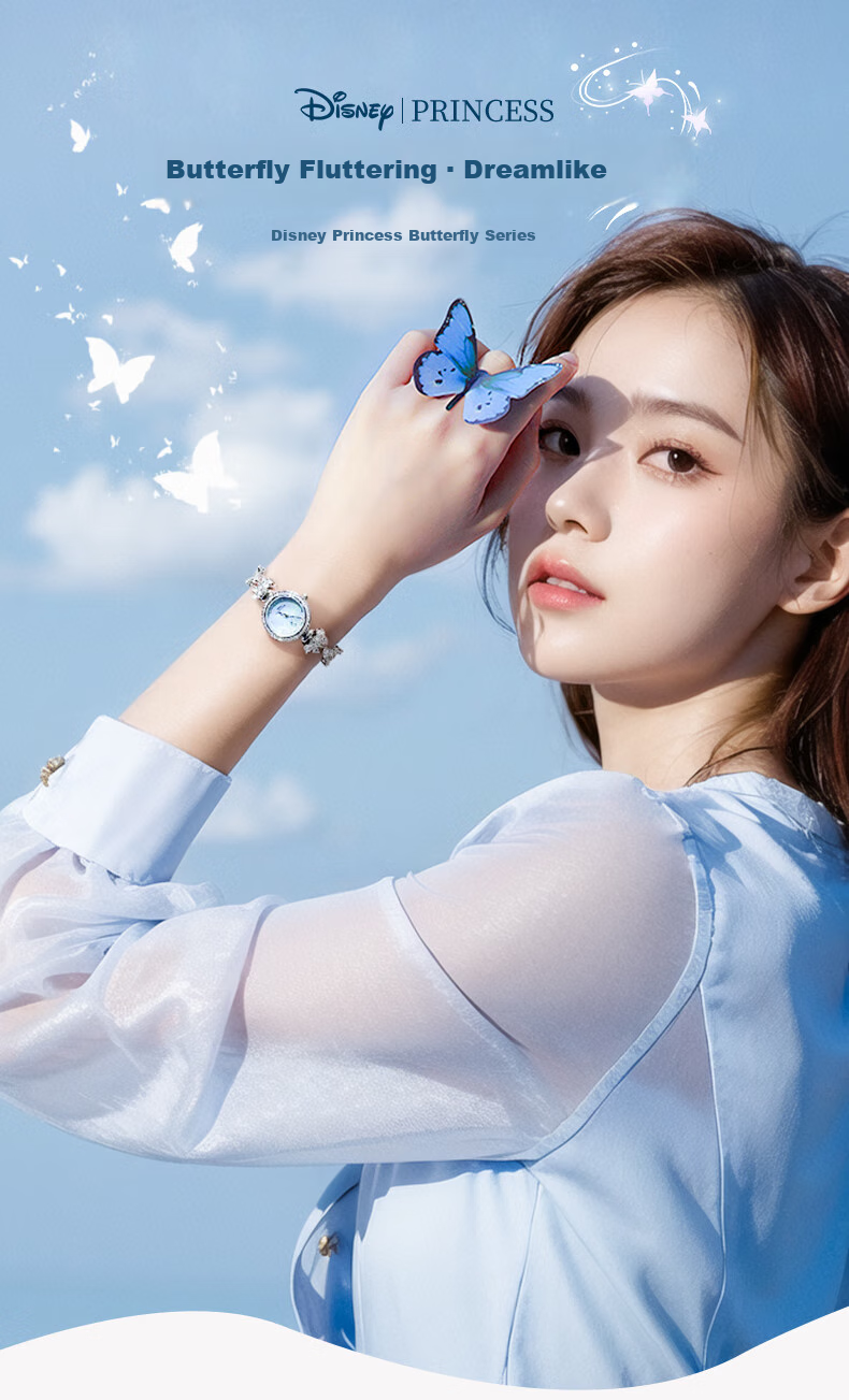 Disney Butterfly Watch, Women's Small Fortune Butterfly Full Diamond Bracelet Watch, Small Dial, Birthday, March 8th Festival, New Year Gift for Girlfriend 1